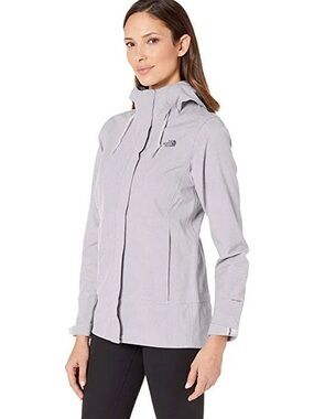 North Face Light Gray Hooded Rain Jacket